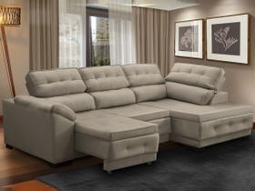 Sofá Canto Chaise Luiza 5 Lugares Retrátil Reclinável 250Cm Mola Bonnel Pillow Veludo Bege - SóSofá Sofá Canto Chaise Luiza 5 Lugares Retrátil Reclinável 250Cm Mola Bonnel Pillow Veludo Bege - SóSofá