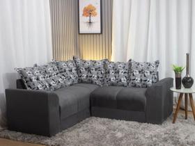 Sofá Canto Cinza com Floral 605/37 Belo Sofá Canto Cinza com Floral 605/37 Belo