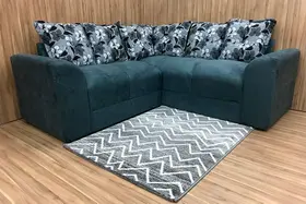 Sofá Canto Cinza com Floral 606/37 Belo Invertido