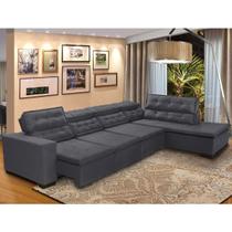 Sofá Canto com Chaise Retrátil e Reclinável 7 Lugares 3,60x2,20m Cinza Sttilo Megasul