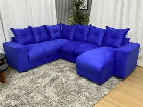 Sofá Canto Compacto e Confortável Azul 910 Áustria Sofá Canto Compacto e Confortável Azul 910 Áustria