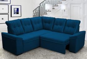 Sofá Canto London Azul Suede Velut - King House