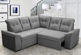 Sofá Canto London Cinza Suede Velut - King House Sofá Canto London Cinza Suede Velut - King House
