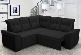 Sofá Canto London Preto Suede Velut - King House Sofá Canto London Preto Suede Velut - King House