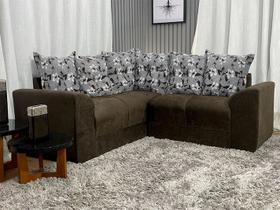 Sofá Canto Marrom com Floral 603/33 Belo Sofá Canto Marrom com Floral 603/33 Belo
