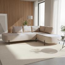 Sofá Canto Orgânico 4 Lugares Bouclé Bege Luna 272cm Yescasa Sofá Canto Orgânico 4 Lugares Bouclé Bege Luna 272cm Yescasa