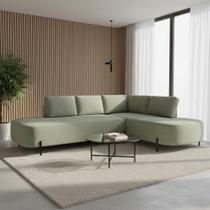 Sofá Canto Orgânico 4 Lugares Bouclé Verde Luna 272cm Yescasa