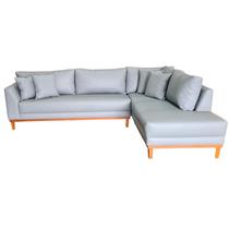 Sofá Canto Pierri 280x200cm Lado Direito Base Madeira Tecido Corano