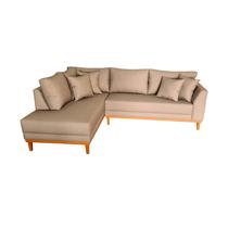 Sofá Canto Pierri Lado Esquerdo Tecido Acquablock Pé Base Madeira 250x180cm