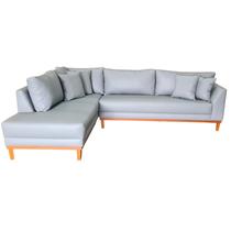 Sofá Canto Pierri Lado Esquerdo Tecido Corano Pé Base Madeira 280x200cm