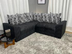Sofá Canto Preto com Floral 601/33 Belo