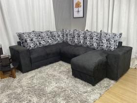 Sofá Canto Preto Com Floral 601/37 Áustria