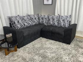 Sofá Canto Preto com Floral 601/37 Belo