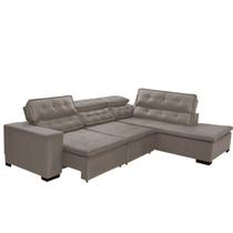 Sofá Canto Reclinável Reclinável 5 Lugares Chaise Pillow 280x220cm Bege Sttilo Megasul