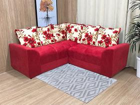 Sofá Canto Vermelho com Floral 608/25 Belo Sofá Canto Vermelho com Floral 608/25 Belo