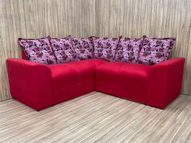 Sofá Canto Vermelho com Floral 608/34 Belo Sofá Canto Vermelho com Floral 608/34 Belo