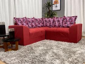 Sofá Canto Vermelho com Floral 608/34 Belo Sofá Canto Vermelho com Floral 608/34 Belo