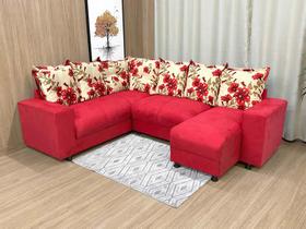 Sofá Canto Vermelho Floral 608/25 Áustria