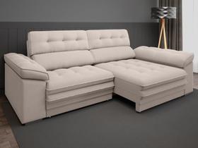 Sofá Capriccio 2,70m Assento com Braço Retrátil e Reclinável Velosuede Bege - NETSOFAS