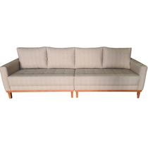 Sofá Catar Tecido Acquablock Base De Madeira Bipartido 250cm