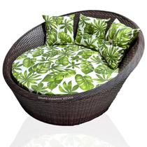 Sofá Chaise Área Externa Interna Almofadas Zimbros Verde