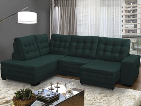 Sofá Chaise Canto 5 Lug Retrátil Reclinável 2,85x2,05 Mola Bonnel Pillow Rio Suede Verde - SóSofá