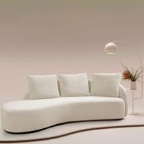 Sofá Chaise Decorativa Emilia 230cm com Almofadas Linho Bege Claro G92 - Gran Belo