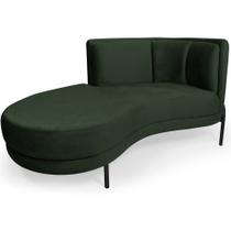 Sofá Chaise Esquerdo Sala de Estar Penélope Base Preto Suede Verde - Nexta Casa