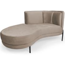 Sofá Chaise Esquerdo Sala de Estar Penélope Base Preto Veludo Bege Claro - Nexta Casa
