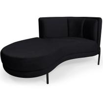 Sofá Chaise Esquerdo Sala de Estar Penélope Base Preto Veludo Preto - Nexta Casa