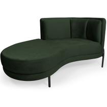 Sofá Chaise Esquerdo Sala de Estar Penélope Base Preto Veludo Verde Musgo - Nexta Casa