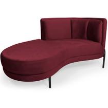 Sofá Chaise Esquerdo Sala de Estar Penélope Base Preto Veludo Vinho - Nexta Casa Sofá Chaise Esquerdo Sala de Estar Penélope Base Preto Veludo Vinho - Nexta Casa