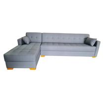 Sofá Chaise Gianni 270cm Lado Esquerdo Pé Cantoneira Claro Tecido Acquablock Impermeável