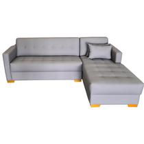 Sofá Chaise Gianni Lado Direito Tecido Acquablock Pé Cantoneira Claro 220x160cm