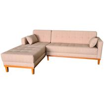 Sofá Chaise Gianni Lado Esquerdo Tecido Acquablock Pé Base Madeira 220x160cm