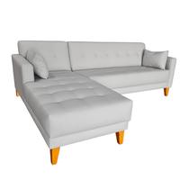Sofá Chaise Gianni Lado Esquerdo Tecido Acquablock Pé Trapézio Claro 220x160cm