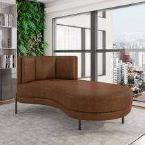 Sofá Chaise Lado Direito Downey Sala de Estar PU Marrom G15 - Gran Belo Sofá Chaise Lado Direito Downey Sala de Estar PU Marrom G15 - Gran Belo