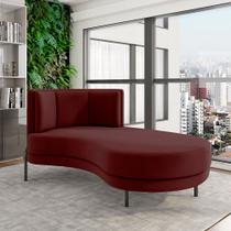 Sofá Chaise Lado Direito Downey Sala de Estar Veludo Vermelho G15 - Gran Belo Sofá Chaise Lado Direito Downey Sala de Estar Veludo Vermelho G15 - Gran Belo