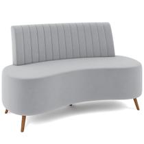 Sofá Chaise Living 2 Lugares 160cm Para Sala Cayman K01 Veludo Cinza