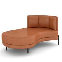 Sofá Chaise Longue Living Lucca Esquerdo D02 material sintético Camel B-14