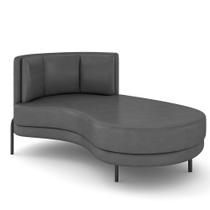 Sofá Chaise Longue Sala de Estar Living Lucca Direito D02 Corano Cinza C-03 - Lyam Decor