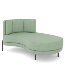 Sofá Chaise Longue Sala de Estar Living Lucca Direito D02 Linho Verde D-477 - Lyam Decor