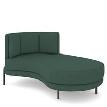 Sofá Chaise Longue Sala de Estar Living Lucca Direito D02 Linho Verde Musgo C-123 - Lyam Decor