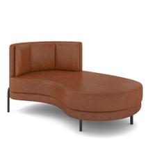 Sofá Chaise Longue Sala de Estar Living Lucca Direito D02 material sintético Marrom B-38 - Lyam Decor