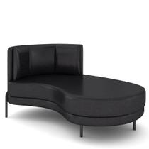 Sofá Chaise Longue Sala de Estar Living Lucca Direito D02 material sintético Preto B-159 - Lyam Decor