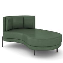 Sofá Chaise Longue Sala de Estar Living Lucca Direito D02 material sintético Verde C-120 - Lyam Decor