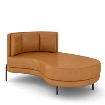 Sofá Chaise Longue Sala de Estar Living Lucca Direito D02 material sintético Whisky B-90 - Lyam Decor Sofá Chaise Longue Sala de Estar Living Lucca Direito D02 material sintético Whisky B-90 - Lyam Decor