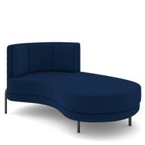 Sofá Chaise Longue Sala de Estar Living Lucca Direito D02 Veludo Azul Marinho C-304 - Lyam Decor Sofá Chaise Longue Sala de Estar Living Lucca Direito D02 Veludo Azul Marinho C-304 - Lyam Decor