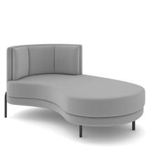 Sofá Chaise Longue Sala de Estar Living Lucca Direito D02 Veludo Cinza D-317 - Lyam Decor