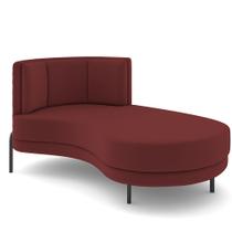 Sofá Chaise Longue Sala de Estar Living Lucca Direito D02 Veludo Marsala C-278 - Lyam Decor